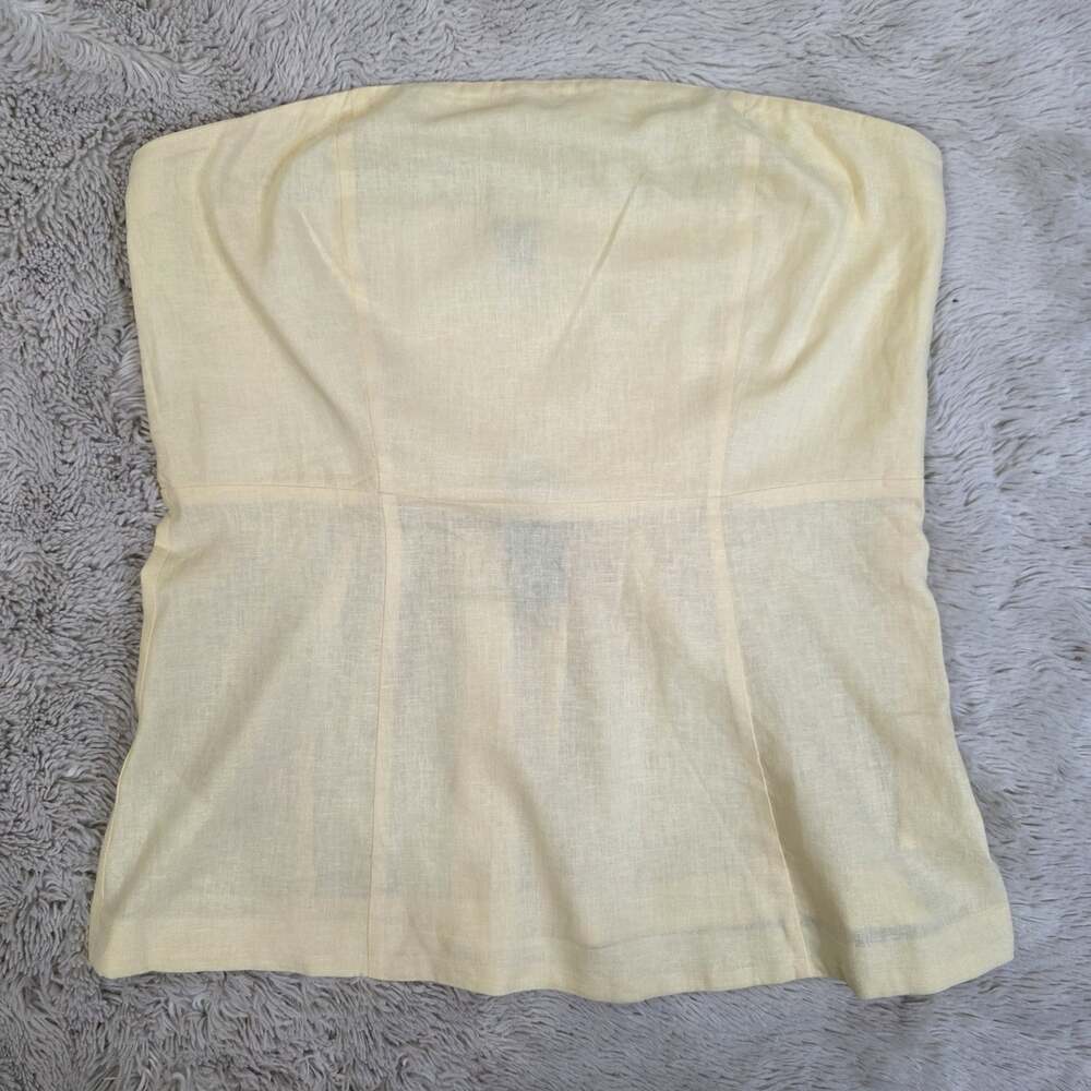 ANN TAYLOR Minimalist Yellow Linen Blend Strapless Tunic Shirt Tank Size Large